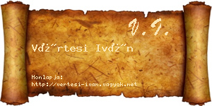 Vértesi Iván névjegykártya